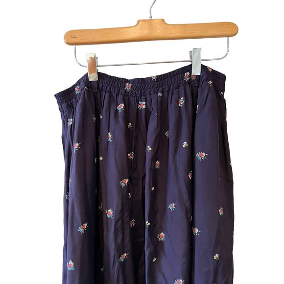 Vintage 90s ESPRIT Blue Floral rayon midi skirt - Picture 4 of 7